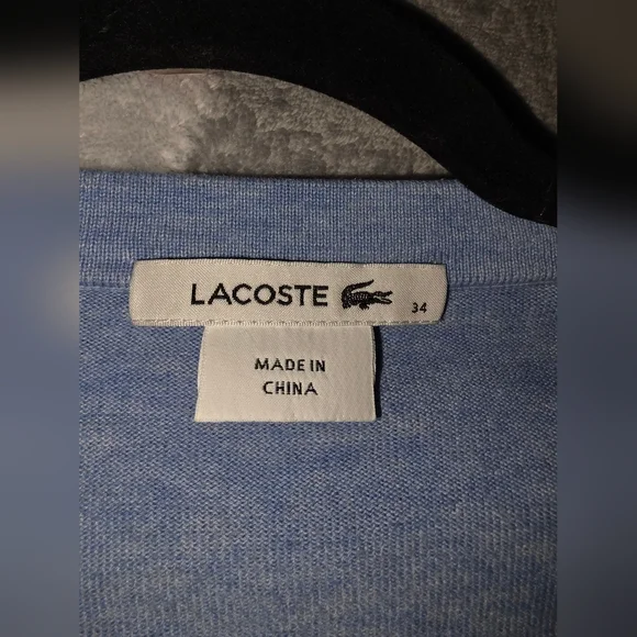 Lacoste Women’s Light Blue V-Neck Cotton Cardigan Tenniscore - Size 34 (XS/S) - Picture 4 of 4